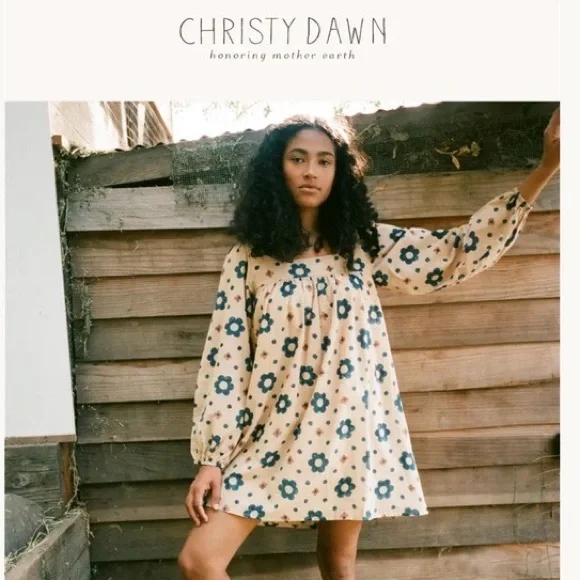 Christy Dawn Beige Floral Mini Dress - Picture 3 of 3